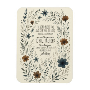 Magnet Flexible Nombres 6:24–26 Bénédiction sacerdotale Floral vin