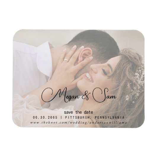 Magnet Flexible Noms de script de photo de mariage Enregistrer la  (Horizontal)