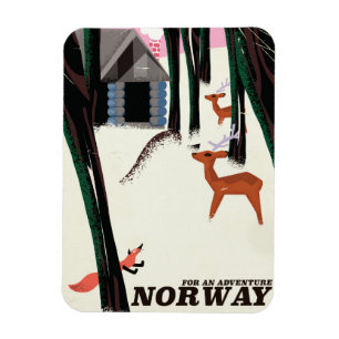 Magnet Flexible Norway vintage travel poster landscape