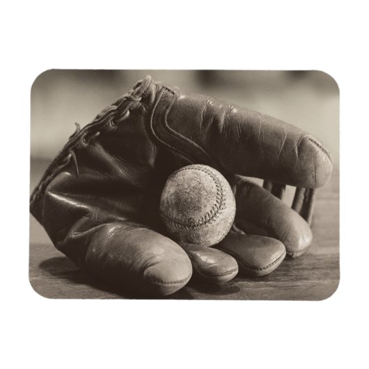 Magnet Flexible Nostalgie du baseball - Mitt et Baseball (Horizontal)