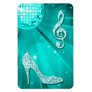 Magnet Flexible Note de musique sarcelle scintillante et talon aig