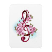 Magnet Flexible Notes de clef musicale en treble avec des fleurs S (Vertical)