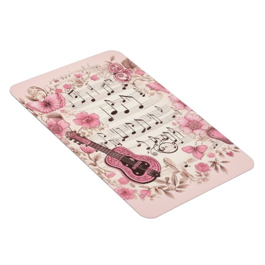 Magnet Flexible Notes de musique et Fleurs style rétro (Côté Droit)