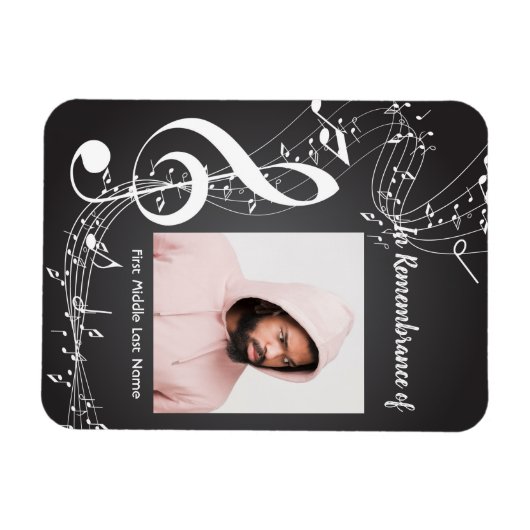 Magnet Flexible Notes musicales des Invitations du service commémo (Horizontal)
