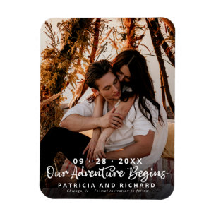 Magnet Flexible Notre aventure commence Photo de save the date de 