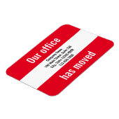 Magnet Flexible Notre Bureau A Déménagé Red White Moving Faire-par (Côté Gauche)
