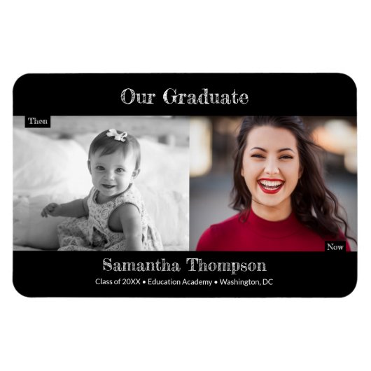 Magnet Flexible Notre Diplômé de l'époque et maintenant photo (Horizontal)
