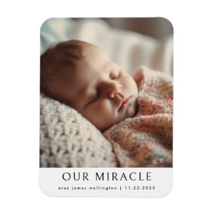 Magnet Flexible Notre Miracle Modern Photo Baby Faire-part de nais