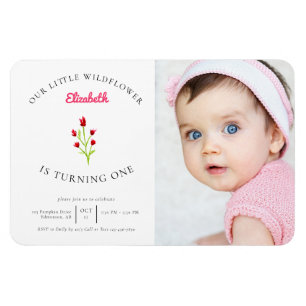 Magnet Flexible Notre petite fleur sauvage 1er anniversaire floral