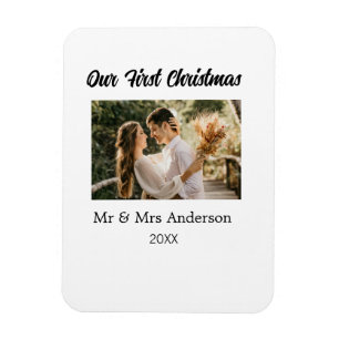 Magnet Flexible Notre premier couple de Noël nom photo Mr & Mrs mo