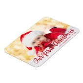 Magnet Flexible Notre premier Magnat photo de Noël Rouge Script (Côté Gauche)