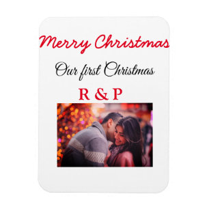 Magnet Flexible Notre premier Noël ajouter nom photo mariage fianc