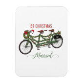 Magnet Flexible Notre Premier Noël de Mariés 2025 | Tandem Mignon (Vertical)