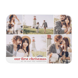 Magnet Flexible Notre premier Noël photo moderne Collage Noël