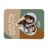 Magnet Flexible Notre première photo personnalisée de Noël mariée (Horizontal)