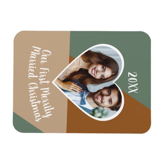 Magnet Flexible Notre première photo personnalisée de Noël mariée (Horizontal)