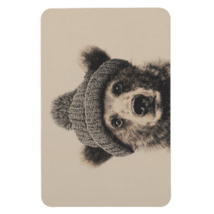 Magnet Flexible Nounours dans un bonnet - Joli animal d'hiver