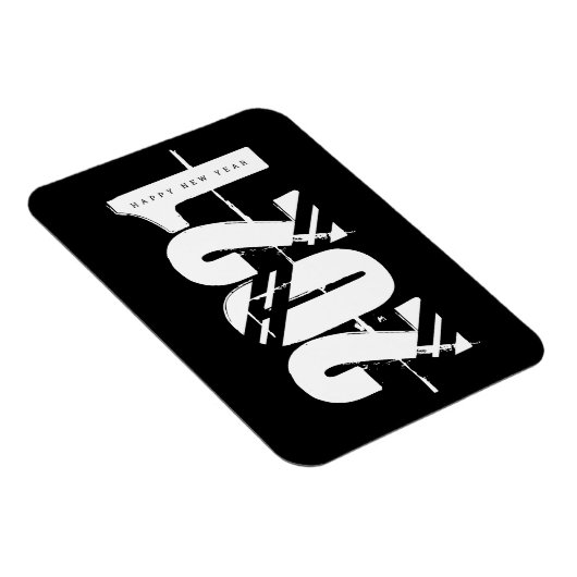 Magnet Flexible Nouvel An 2021 Noir et blanc Simple (Côté Droit)