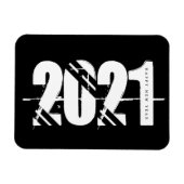Magnet Flexible Nouvel An 2021 Noir et blanc Simple (Horizontal)
