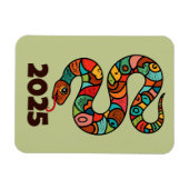 Magnet Flexible Nouvel An Chinois Du Serpent À Bois 2025 (Horizontal)