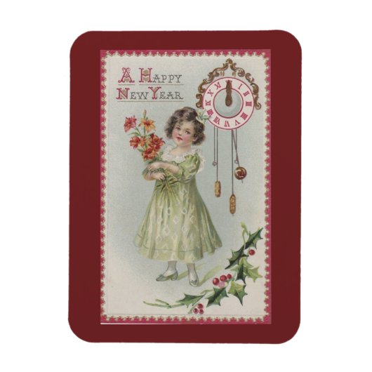Magnet Flexible Nouvel An vintage fille (Vertical)