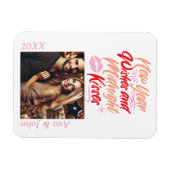 Magnet Flexible Nouvel an voeux et minuit baisers script photo (Horizontal)