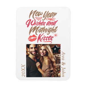 Magnet Flexible Nouvel an voeux et minuit baisers script photo