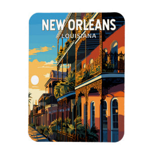 Magnet Flexible Nouvelle-Orléans Louisiane Voyage Art Vintage