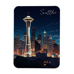 Magnet Flexible Nuit de Seattle Washington