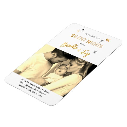 Magnet Flexible Nuits Silencieuses Faire-part de naissance de Noël (Côté Gauche)