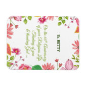 Magnet Flexible Nun Religious 60e Anniversaire Fleurs aquarelles (Horizontal)