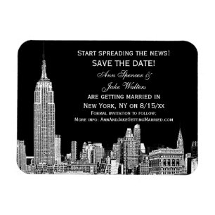Magnet Flexible NYC Skyline 01 Gravé Fond DIY Couleur Enregistrez
