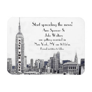 Magnet Flexible NYC Skyline Gravé 01 Enregistrez la Date