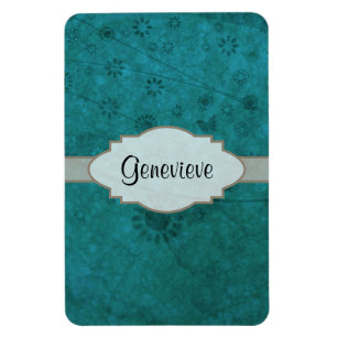 Magnet Flexible Ocean Blue Retro Floral Abstrait Plaque signalétiq