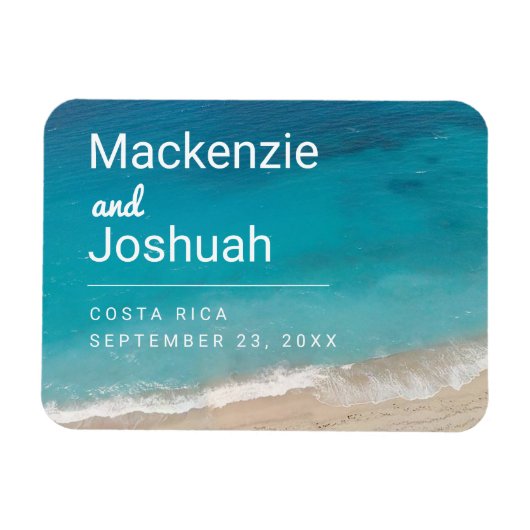 Magnet Flexible Ocean Turquoise Water Beach Mariage Enregistrer la (Horizontal)