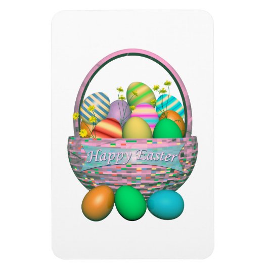 Magnet Flexible Oeufs de Pâques peints dans un panier (Vertical)