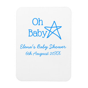 Magnet Flexible Oh bébé bleu étoile baby shower ajouter nom passé