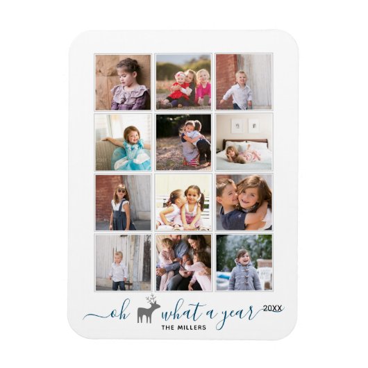 Magnet Flexible Oh cerf ce qu'un an dans avis photo collage bleu (Vertical)