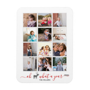 Magnet Flexible Oh deer what a year in review photo collage red