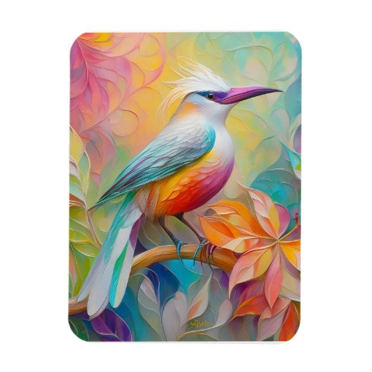 Magnet Flexible Oiseau à poitrine rouge à bec rose (Vertical)