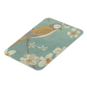 Magnet Flexible Oiseau jaune, gris et beige perché sur une branche (Côté Gauche)
