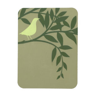 Magnet Flexible Oiseau vert perché sur une branche verte
