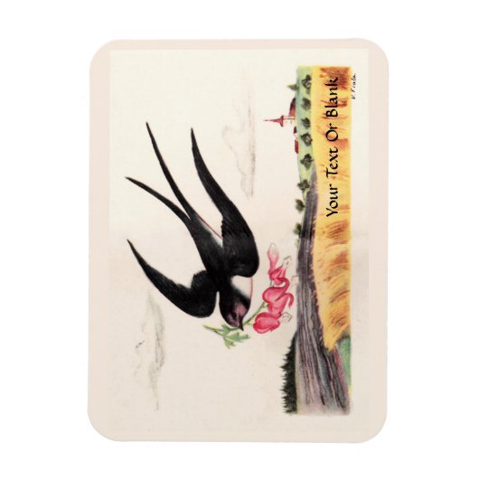 Magnet Flexible Oiseau Volant Avec Fleurs (Vertical)
