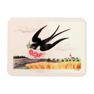 Magnet Flexible Oiseau Volant Avec Fleurs