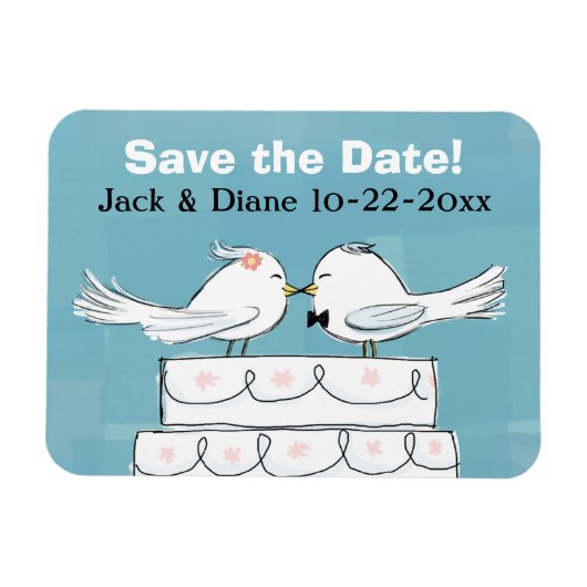 Magnet Flexible Oiseaux Amoureux Sauvegarder la Date Aimant Flexib (Horizontal)