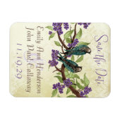 Magnet Flexible Oiseaux d'amour sarcelle Fleurs de cerisier violet (Horizontal)
