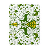 Magnet Flexible Oiseaux de cerfs en fleurs de Noël or (Vertical)