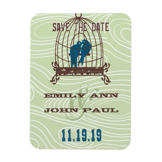 Magnet Flexible Oiseaux de l'amour mignons sarcelle s'embrassant d (Vertical)