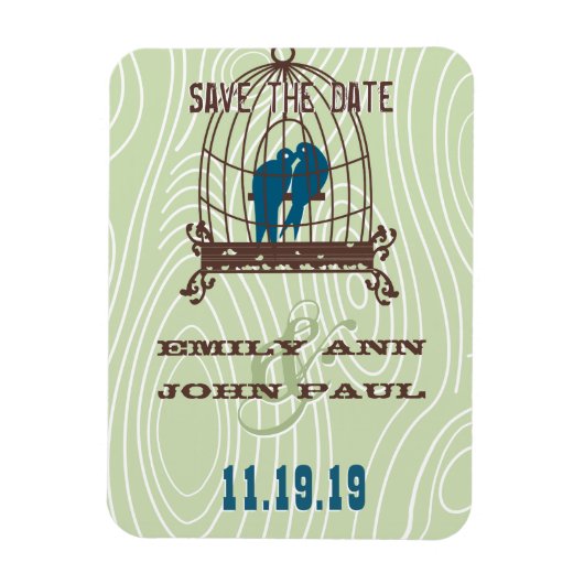 Magnet Flexible Oiseaux de l'amour mignons sarcelle s'embrassant d (Vertical)