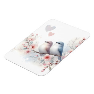 Magnet Flexible Oiseaux de l'amour romantique Branche de fleurs de